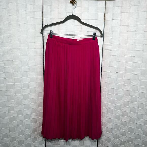 J. Crew Women’s Hot Pink Pleated Midi Skirt Size 00 Barbie Pink Preppy Classy - Picture 8 of 12
